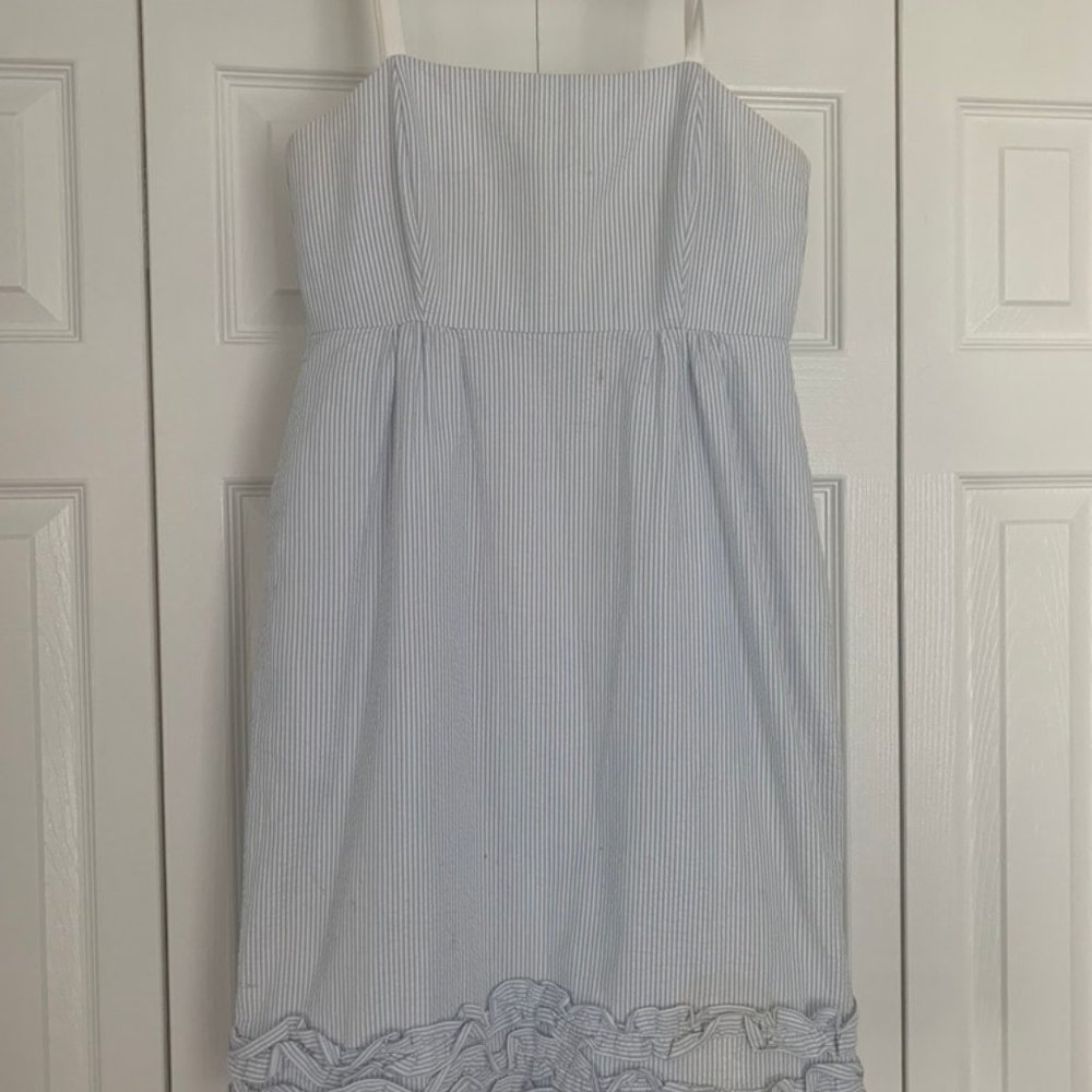 Blue Seersucker Mini Dress